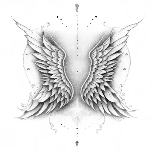 A pair of angel wings made of delicate lace tattoo design idea