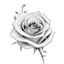 A long-stemmed rose twisting around a heart tattoo design idea