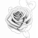 A long-stemmed rose twisting around a heart tattoo design idea