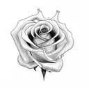 A long-stemmed rose twisting around a heart tattoo design idea