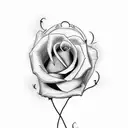 A long-stemmed rose twisting around a heart tattoo design idea