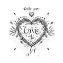 A beautiful quote about love and passion written in a delicate script font, surrounded by a heart-shaped wreath tattoo design idea