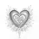 A beautiful quote about love and passion written in a delicate script font, surrounded by a heart-shaped wreath tattoo design idea