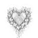 A beautiful quote about love and passion written in a delicate script font, surrounded by a heart-shaped wreath tattoo design idea