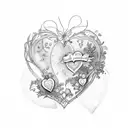 A beautiful quote about love and passion written in a delicate script font, surrounded by a heart-shaped wreath tattoo design idea