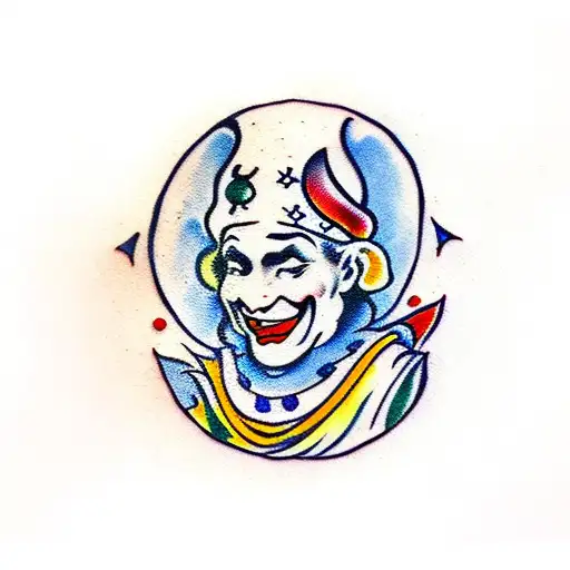 Full Body Medieval Jester Painting Acting like a fool tattoo design idea