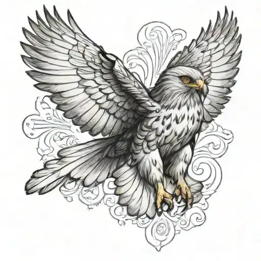 hawk with wings tattoo design idea