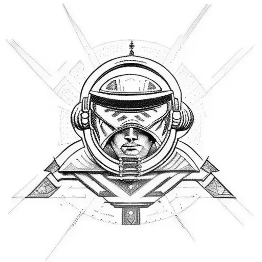 warrior with full armor of god in space tattoo design idea