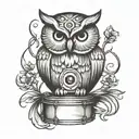 owl on drum stiick tattoo design idea