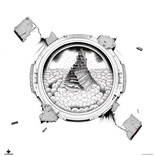 crashing buildings apocalypse  tattoo design idea