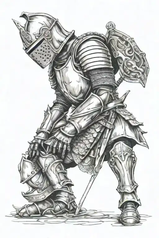 knight kneeling tattoo design idea