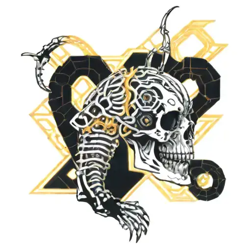 viper skeleton holding tattoo design idea