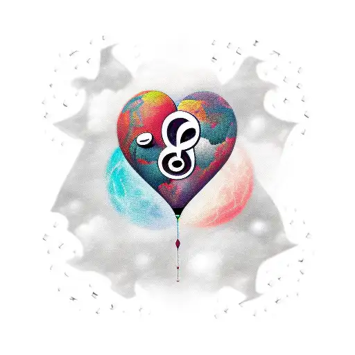 music techno moon life heart tattoo design idea