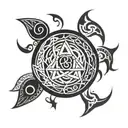 combine Triquetra, triple moon symbol and pentagram tattoo design idea
