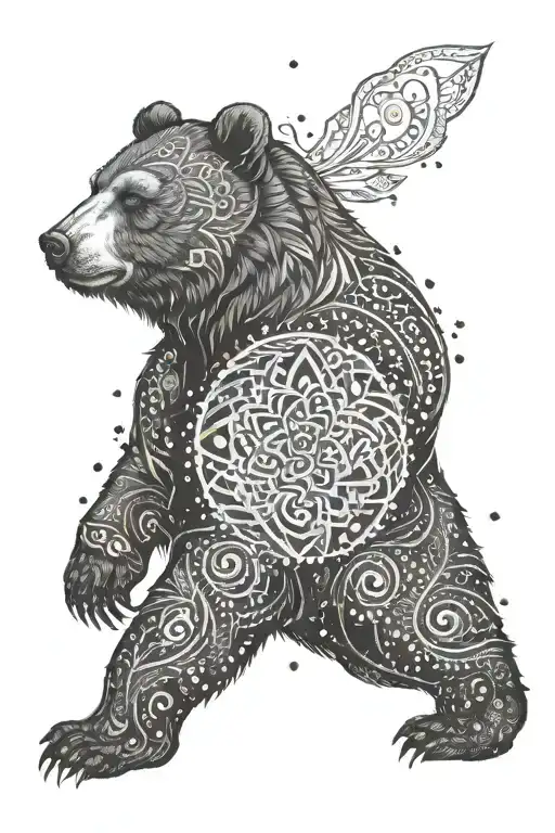 bear spiritual chakra symbols tattoo design idea
