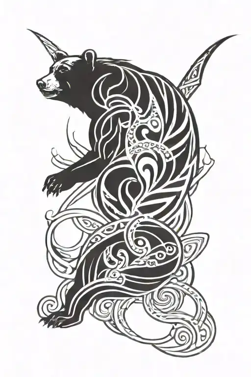 bear spiritual chakra tattoo design idea