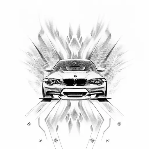 bmw car. bmw m2.flames. pinup girls tattoo design idea