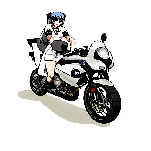 BMW front angel eyes pit girl tattoo design idea