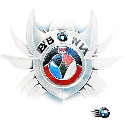 pit girls. bmw car front. flames. background tattoo design idea