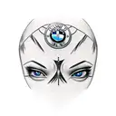BMW front angel eyes pit girl tattoo design idea