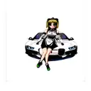 BMW front angel eyes pit girl tattoo design idea