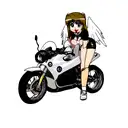 BMW front angel eyes pit girl tattoo design idea