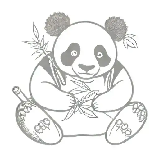 panda with a joint weed seated tattoo design idea