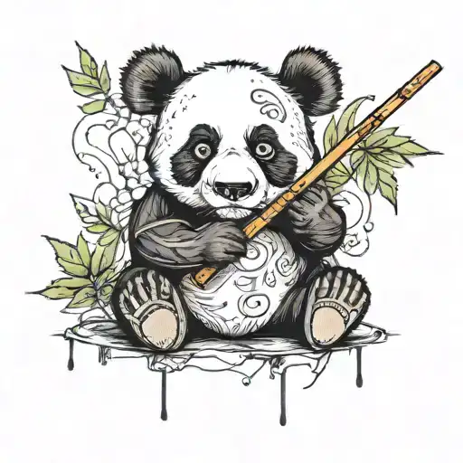 panda with a joint  tattoo design idea