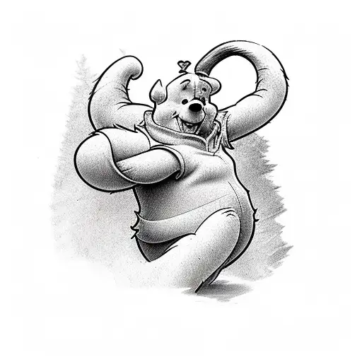 Winnie the Pooh dressed as hercules tattoo design idea