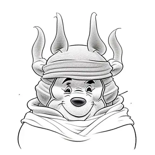 Winnie the Pooh dressed as Disney hercules tattoo design idea