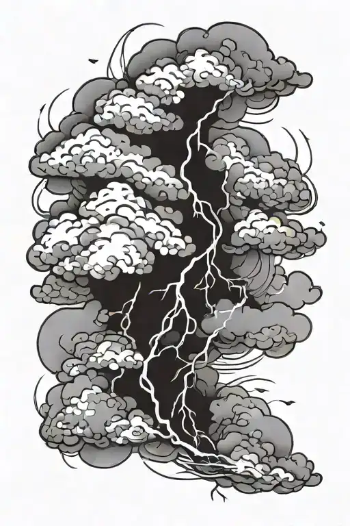 cloud storm with lightning tattoo design idea