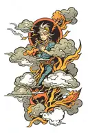 clouds and lightning storm tattoo design idea
