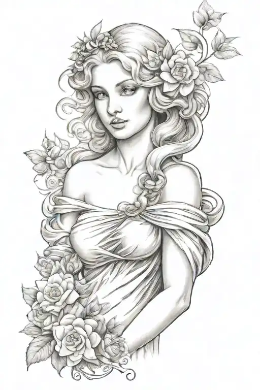 full body Aphrodite realistic beautiful girl shoulder tattoo tattoo design idea