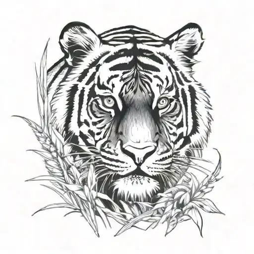 tiger in reeds tattoo design idea