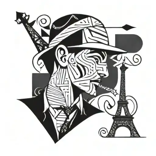 gentleman in paris funny modern minimalist tattoo design idea