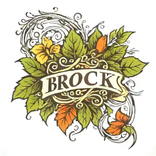 the word "BROCK" formed with vines wrapped tattoo design idea