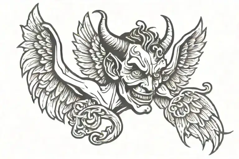 devil half angel tattoo design idea