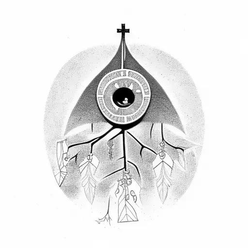 Sankofa, arrowhead, tree roots, old church tattoo design idea