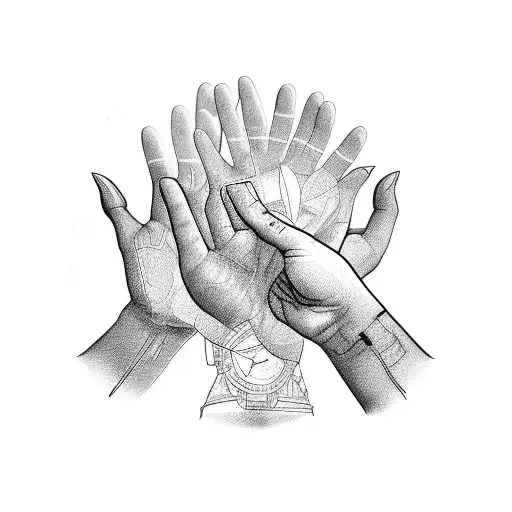 hands holding world with grandad tattoo design idea