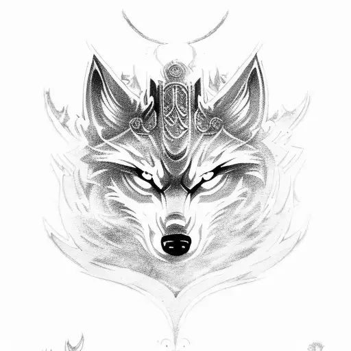 Combine elements from Dark Souls and Nordic mythology to create a unique tattoo design featuring a wolf and dragon in a fierce battle tattoo design idea