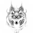 Combine elements from Dark Souls and Nordic mythology to create a unique tattoo design featuring a wolf and dragon in a fierce battle tattoo design idea