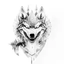 Combine elements from Dark Souls and Nordic mythology to create a unique tattoo design featuring a wolf and dragon in a fierce battle tattoo design idea
