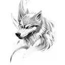Combine elements from Dark Souls and Nordic mythology to create a unique tattoo design featuring a wolf and dragon in a fierce battle tattoo design idea