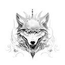 Combine elements from Dark Souls and Nordic mythology to create a unique tattoo design featuring a wolf and dragon in a fierce battle tattoo design idea