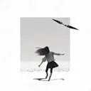 girl blowing kiss against desert backdrop and sky opening up like a scissor tattoo design idea