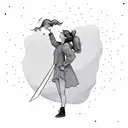 girl blowing kiss against desert backdrop and sky opening up like a scissor tattoo design idea