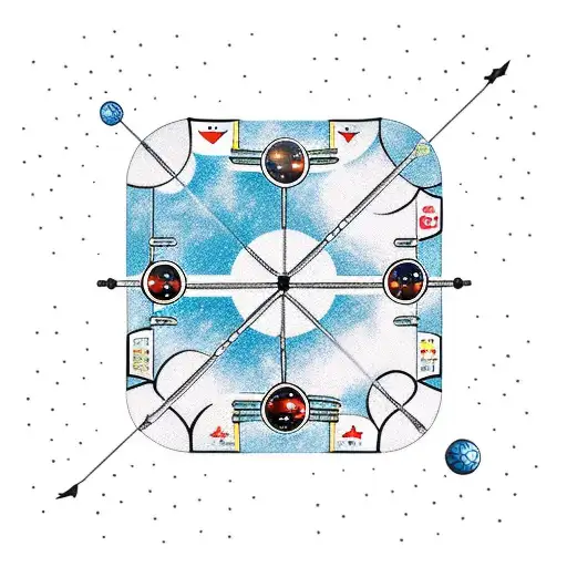A foosball table with the Orion constellation as the playing field tattoo design idea