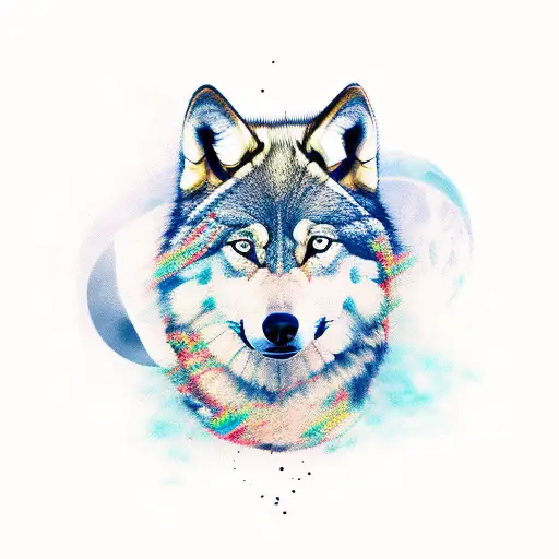 nordic woman with a wolf tattoo design idea