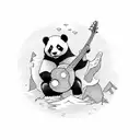 A panda playing a bass guitar tattoo design idea