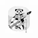 A panda playing a bass guitar tattoo design idea